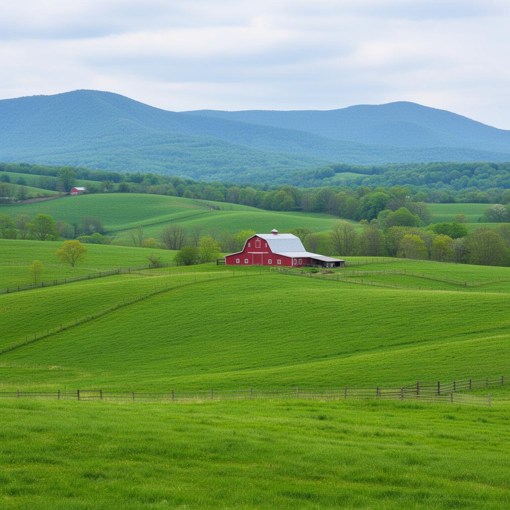 Green valley farmland in Allegany County, Maryland