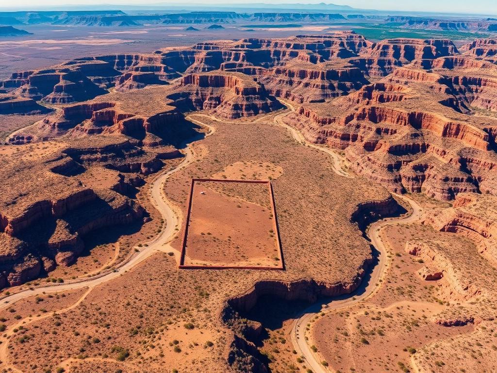 Aerial view of Arizona ranch property showing boundaries and terrain