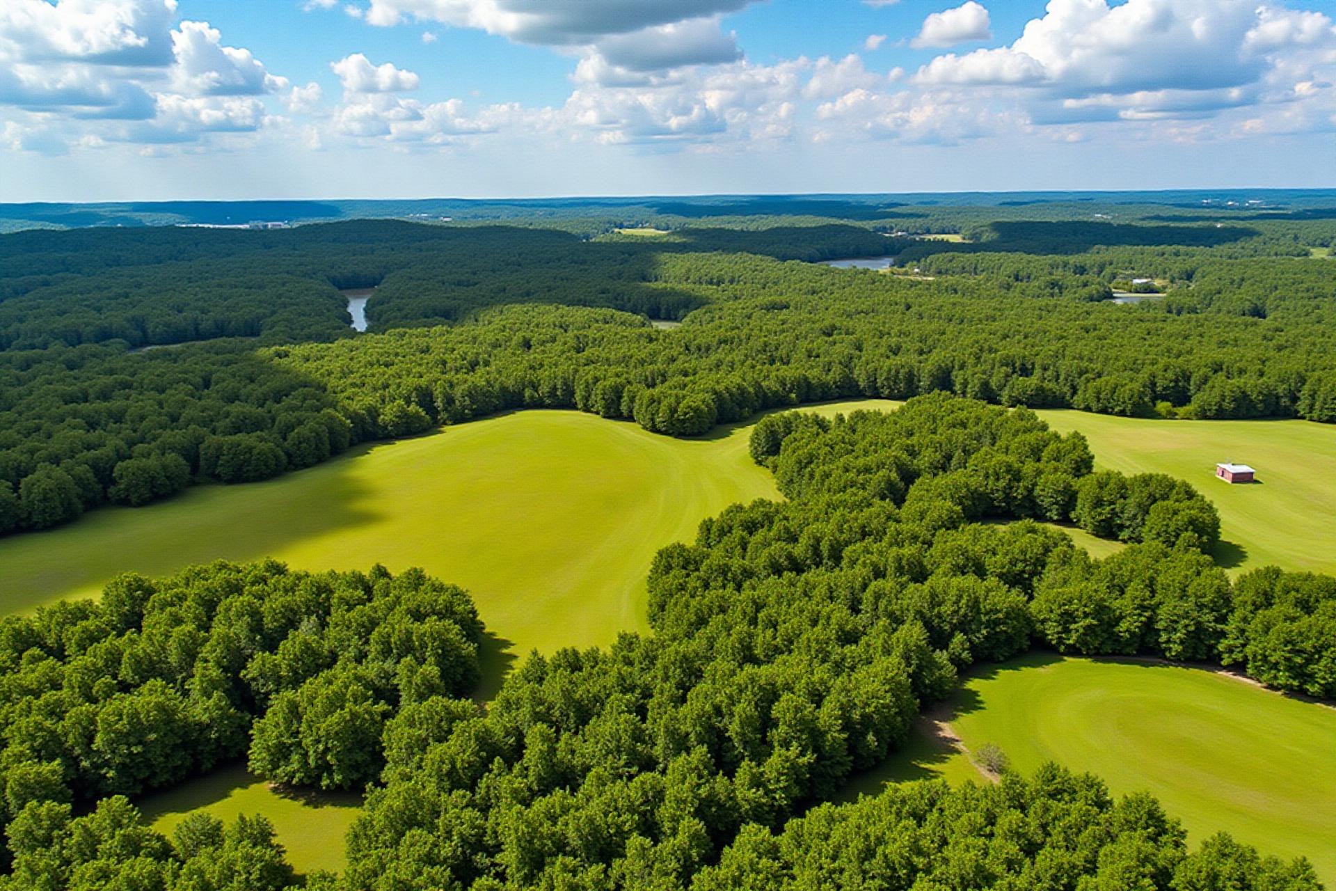 Rolling hills and green pastures in Arkansas