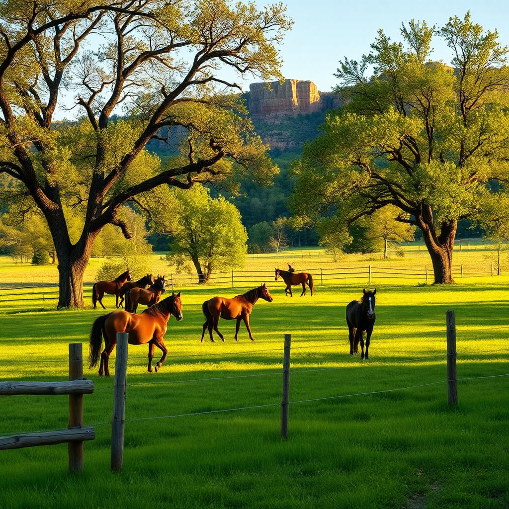 Arkansas Ozark Mountain horse ranch with limestone bluffs and green pastures