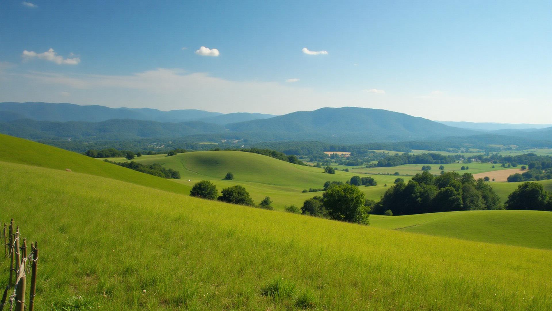 Augusta County Virginia farmland with Blue Ridge Mountain views