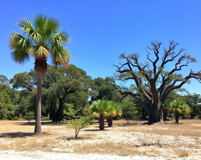 Coastal land with palm trees in Beaufort County