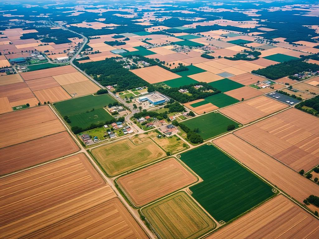 Aerial view of South Carolina agricultural fields in geometric patterns