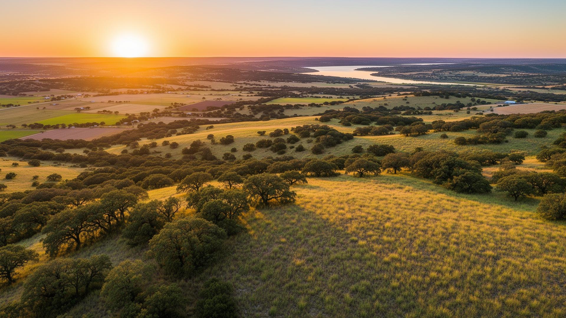 Brown County Texas Hill Country landscape with Lake Brownwood