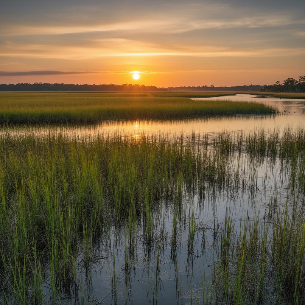 Georgia coastal marsh at sunset in Bryan County