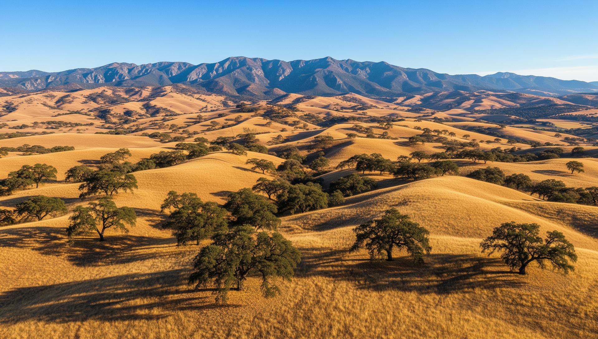 Calaveras County California golden hills and oak woodland landscape