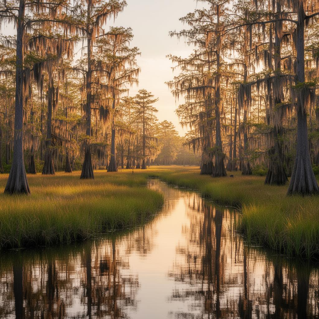 Coastal wetlands and cypress trees in Camden County, Georgia