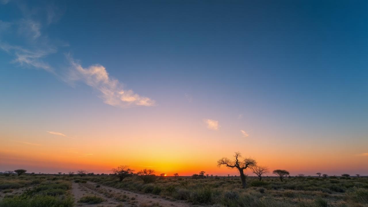 Sunset over vacant land near Brownsville in Cameron County