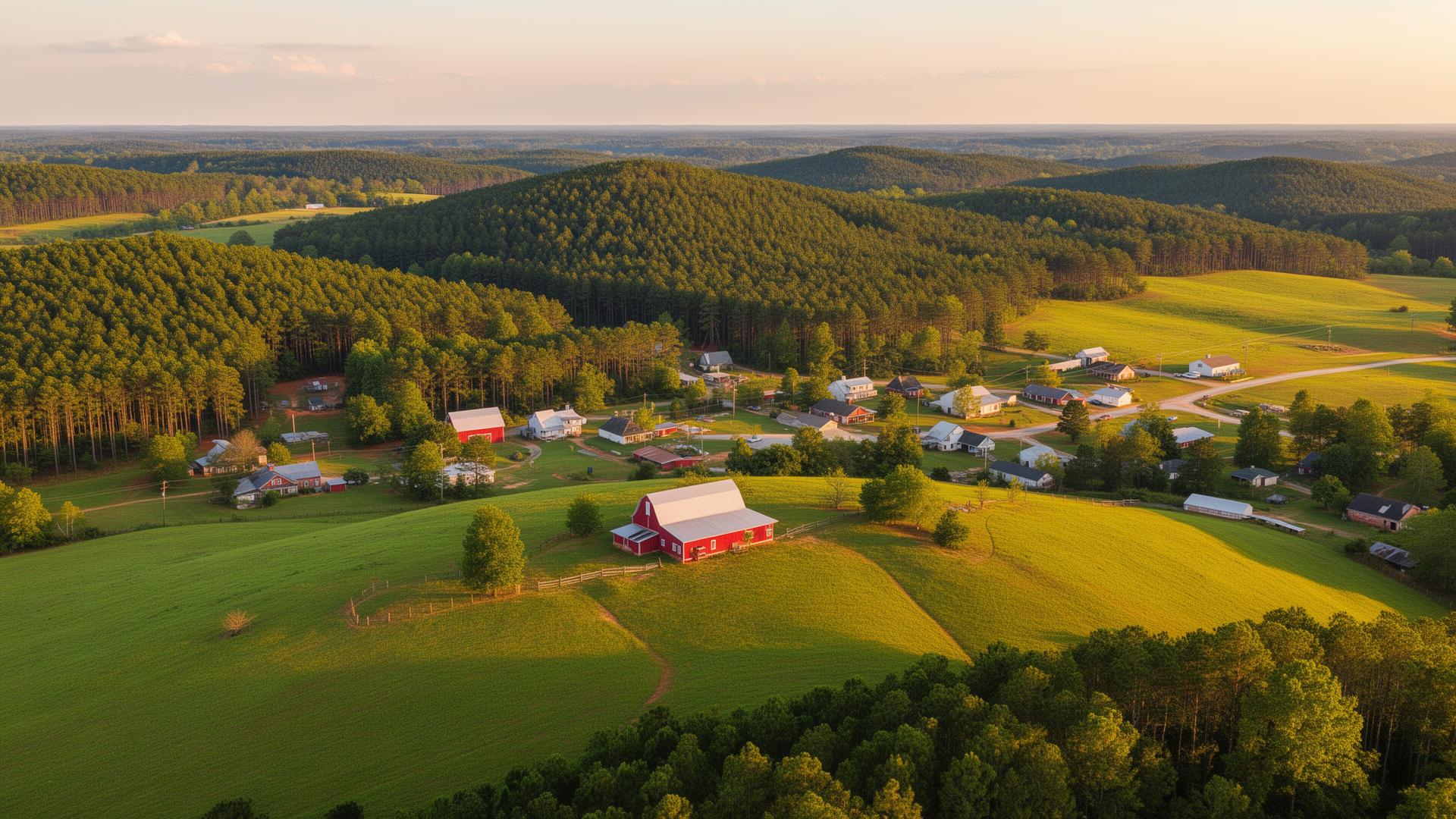 Carroll County Georgia rolling hills and farmland