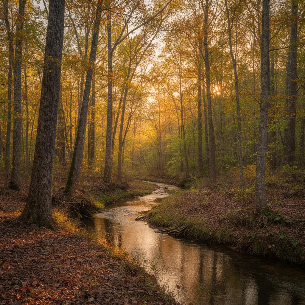 Scenic wooded area with creek in Cherokee County South Carolina