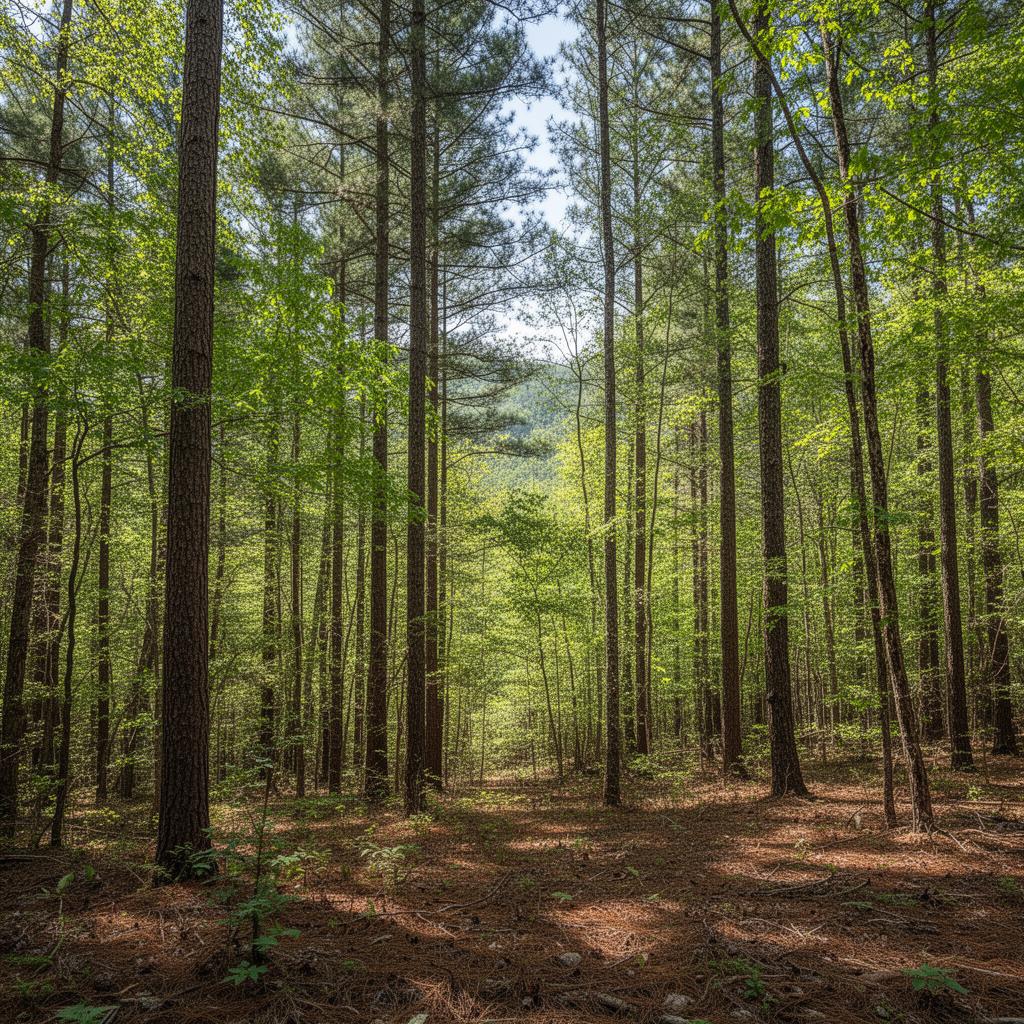 Mixed pine and hardwood forest in Cleveland County, North Carolina