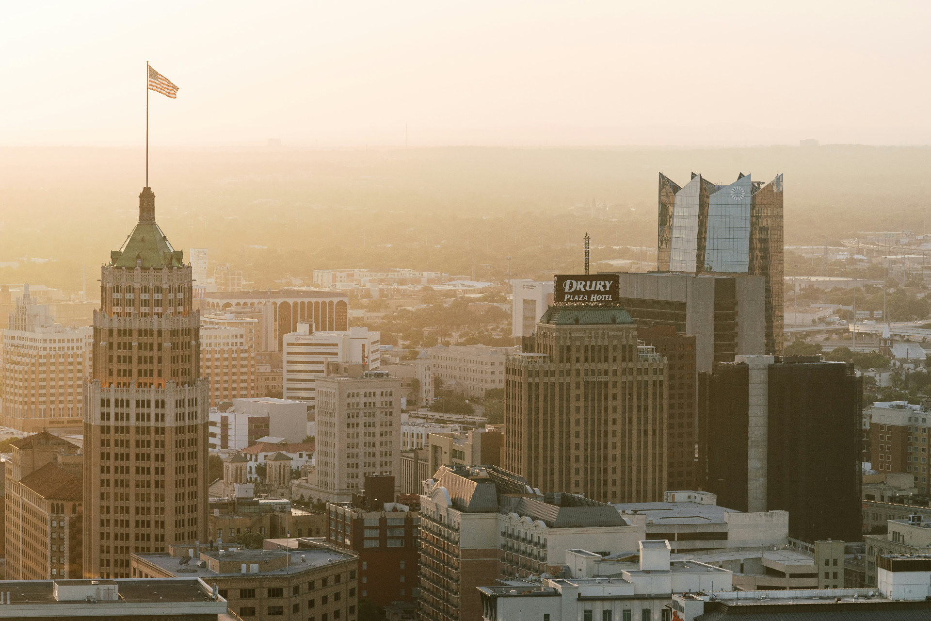 San Antonio skyline at sunset