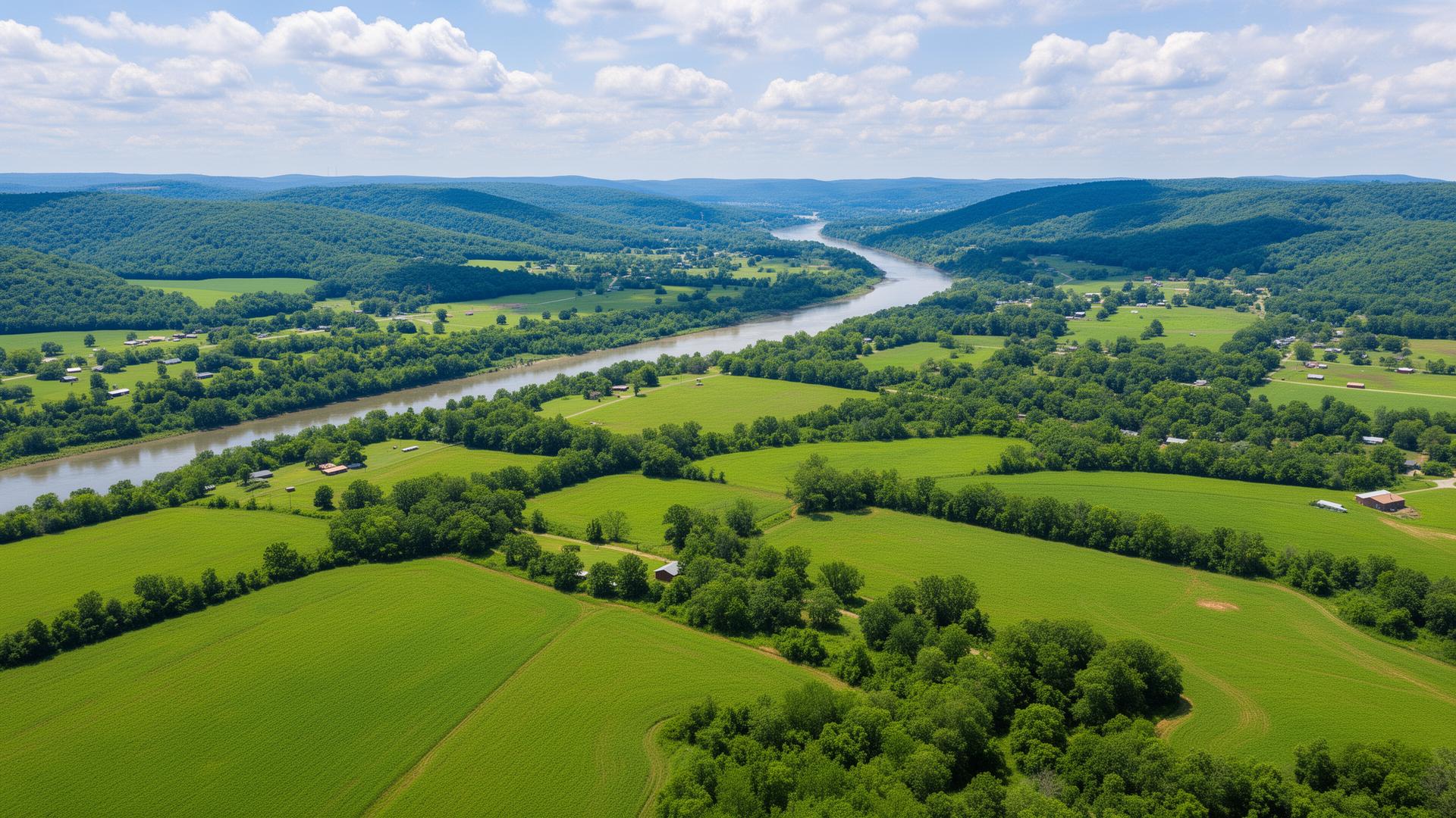 Scenic Colbert County Alabama landscape with Tennessee River valley