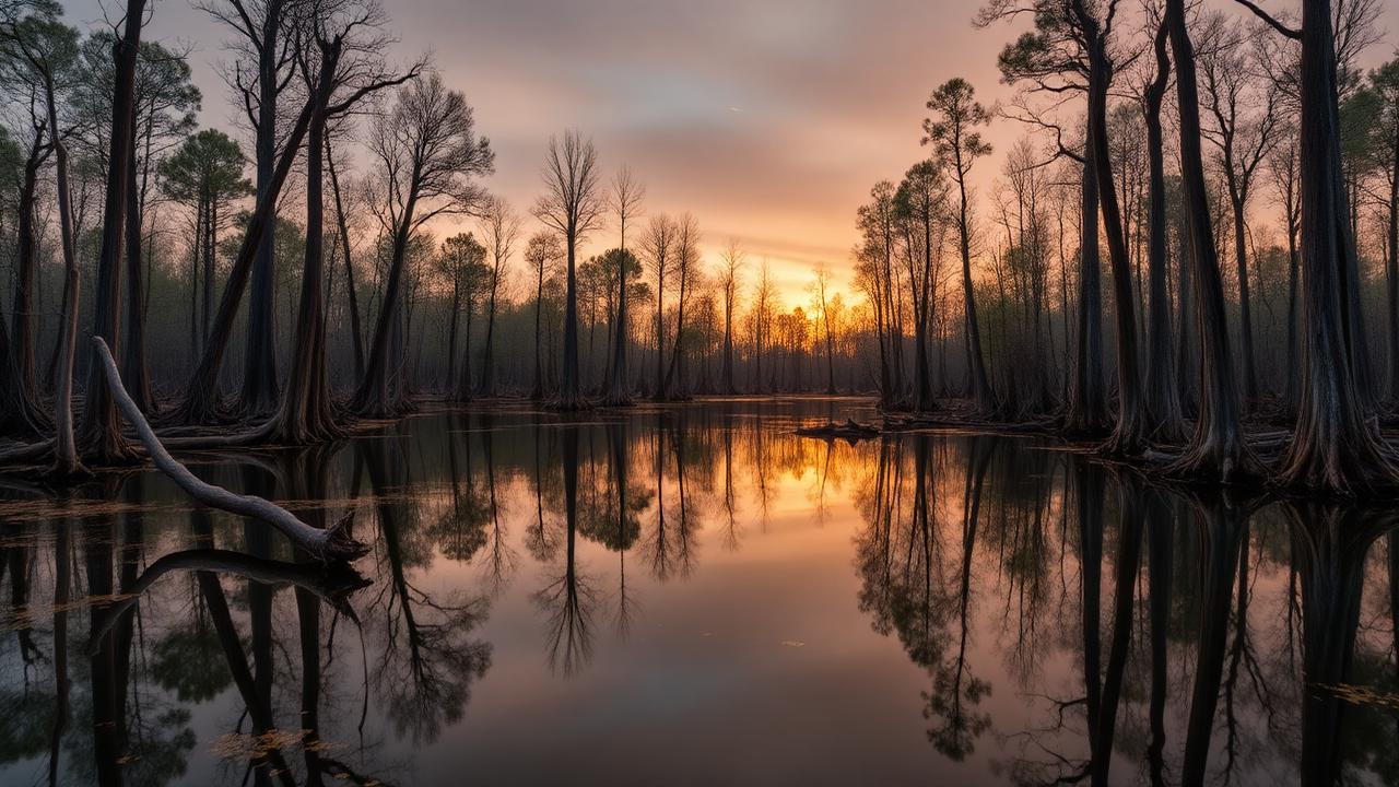 Conecuh River wetlands and cypress trees