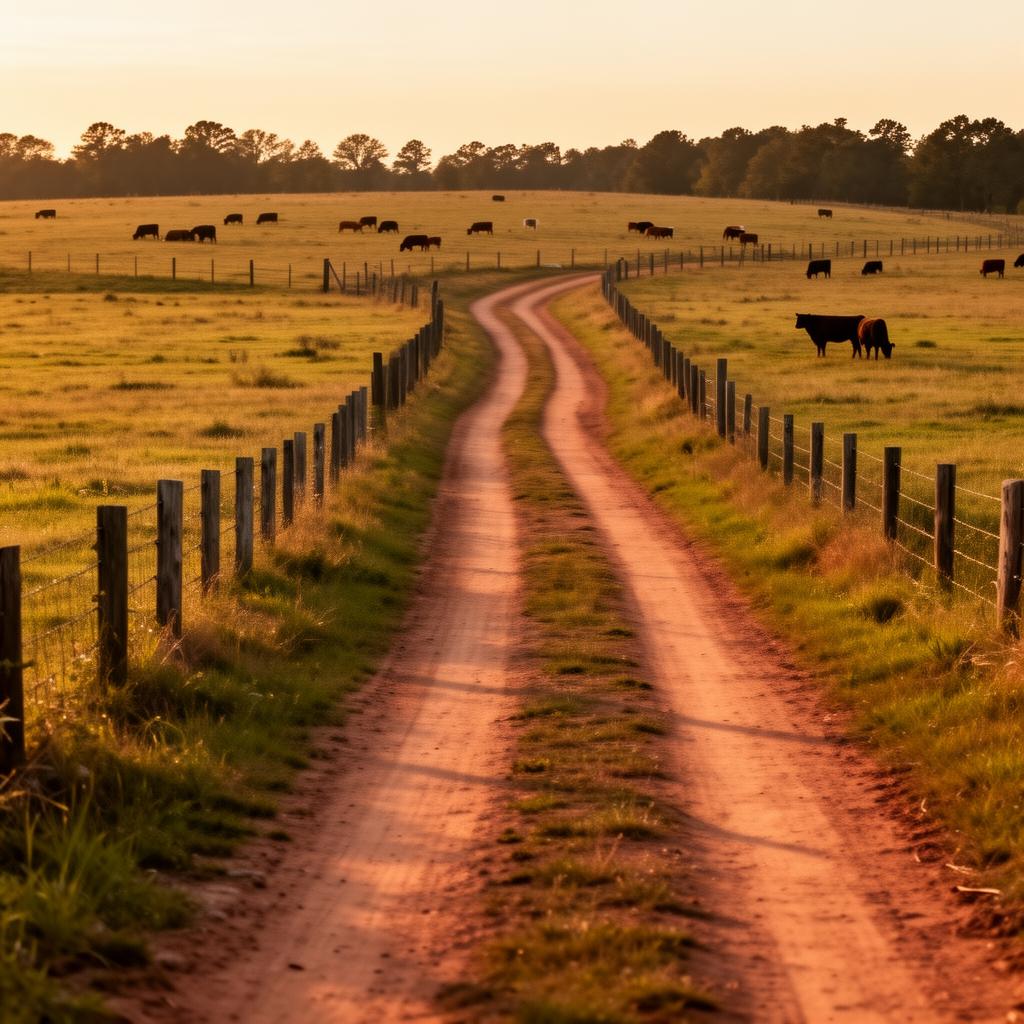 Dale County Alabama farmland at sunset