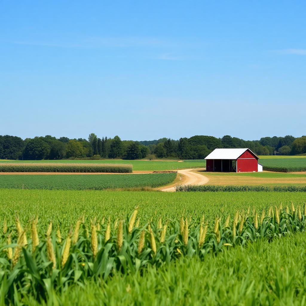 Delaware Sussex County farmland with corn and soybean fields