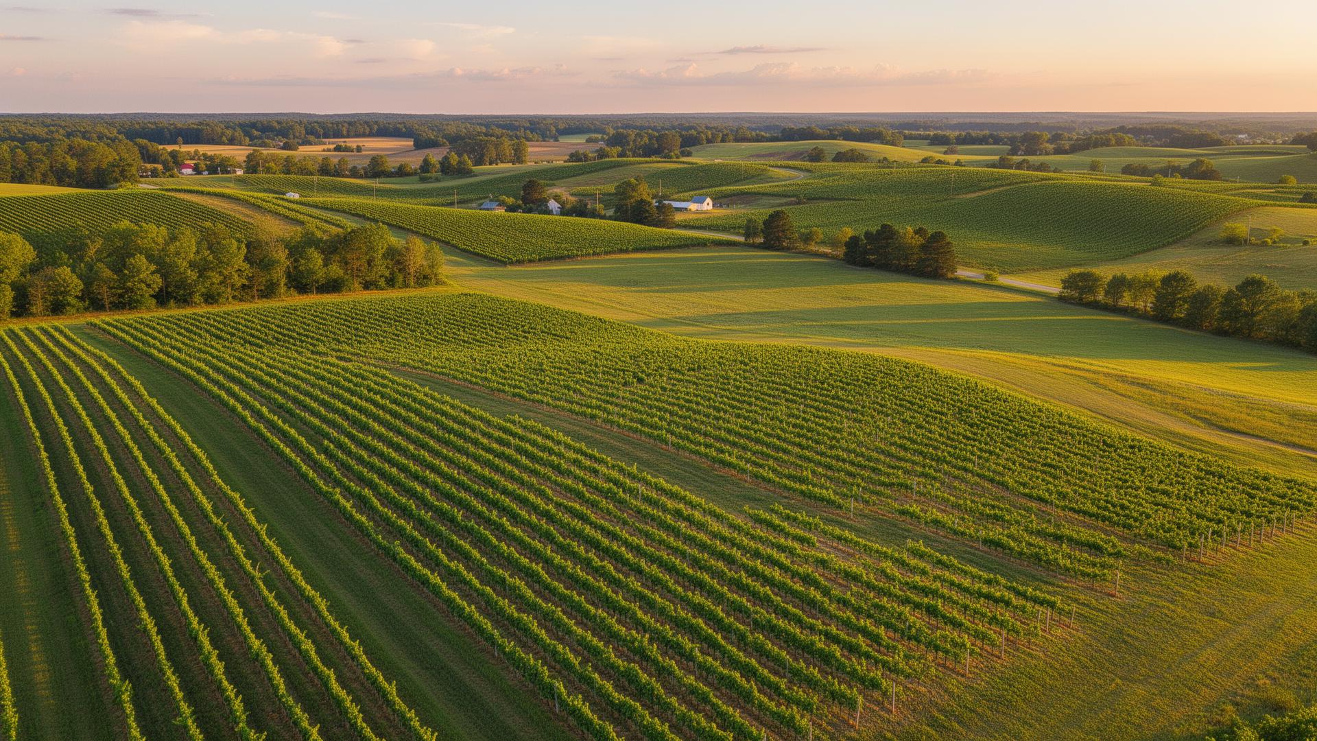 Farmland and vineyards in Duplin County, North Carolina