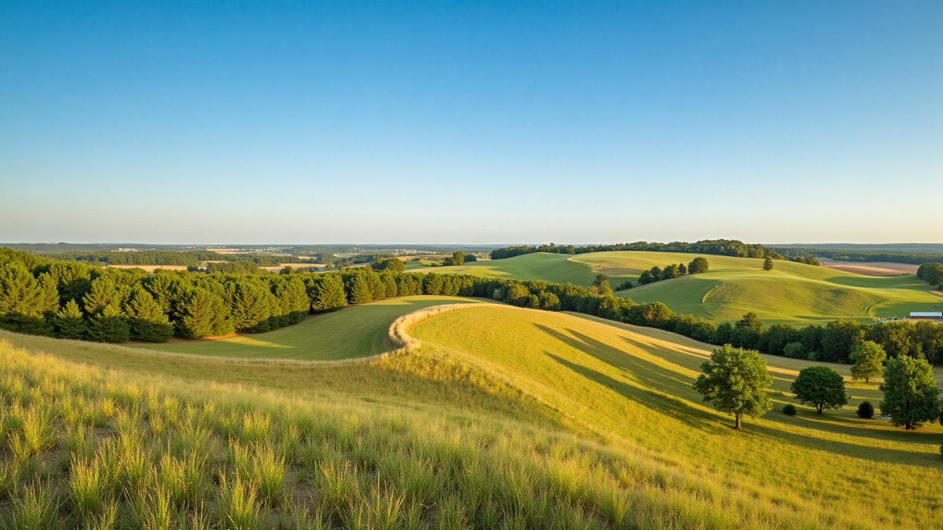 Edgefield County South Carolina farmland with rolling hills