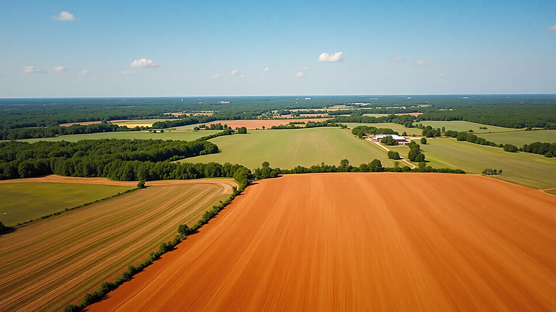 Open farmland in Elmore County, Alabama
