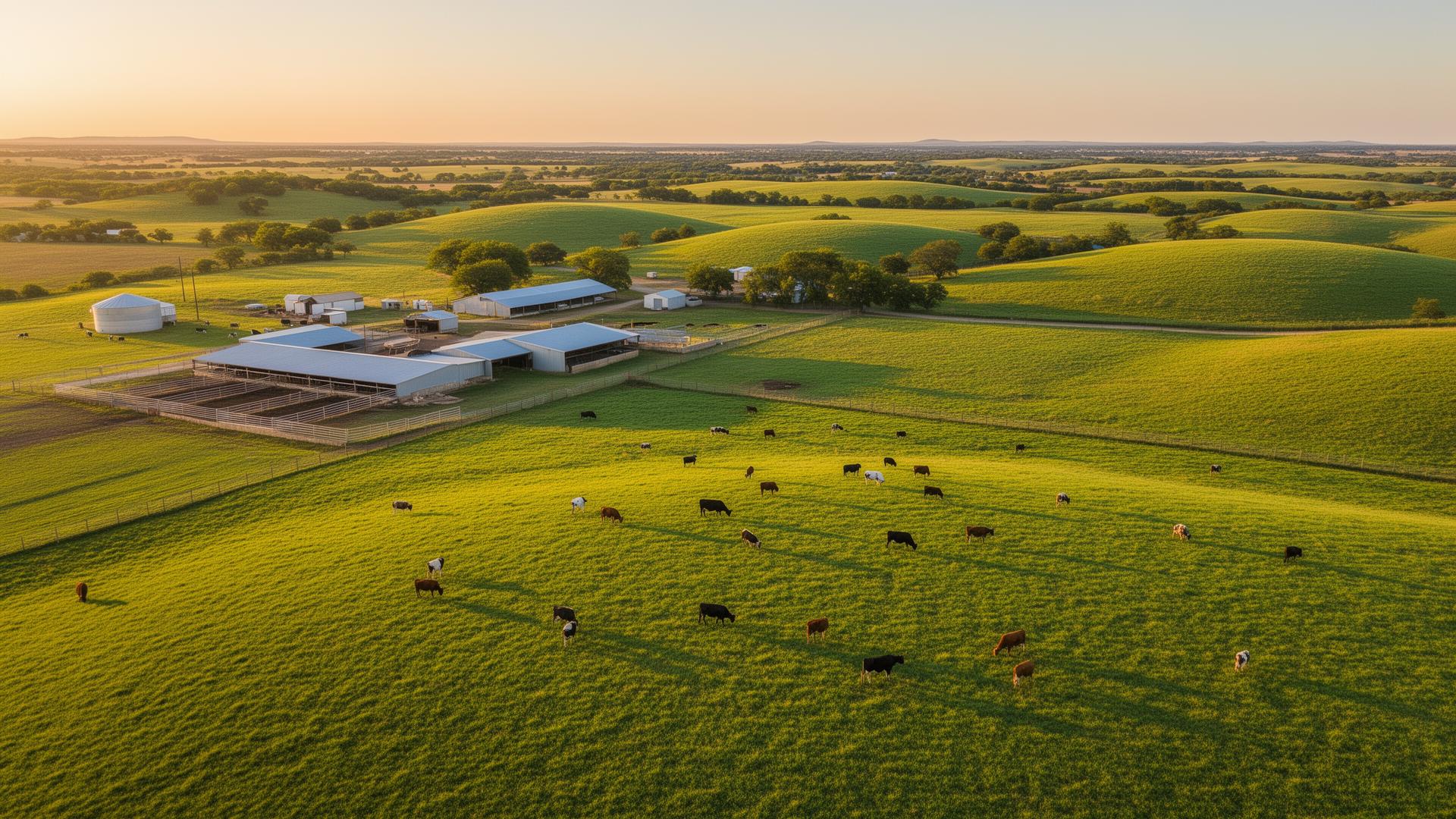 Erath County Texas dairy farms and rolling pastures