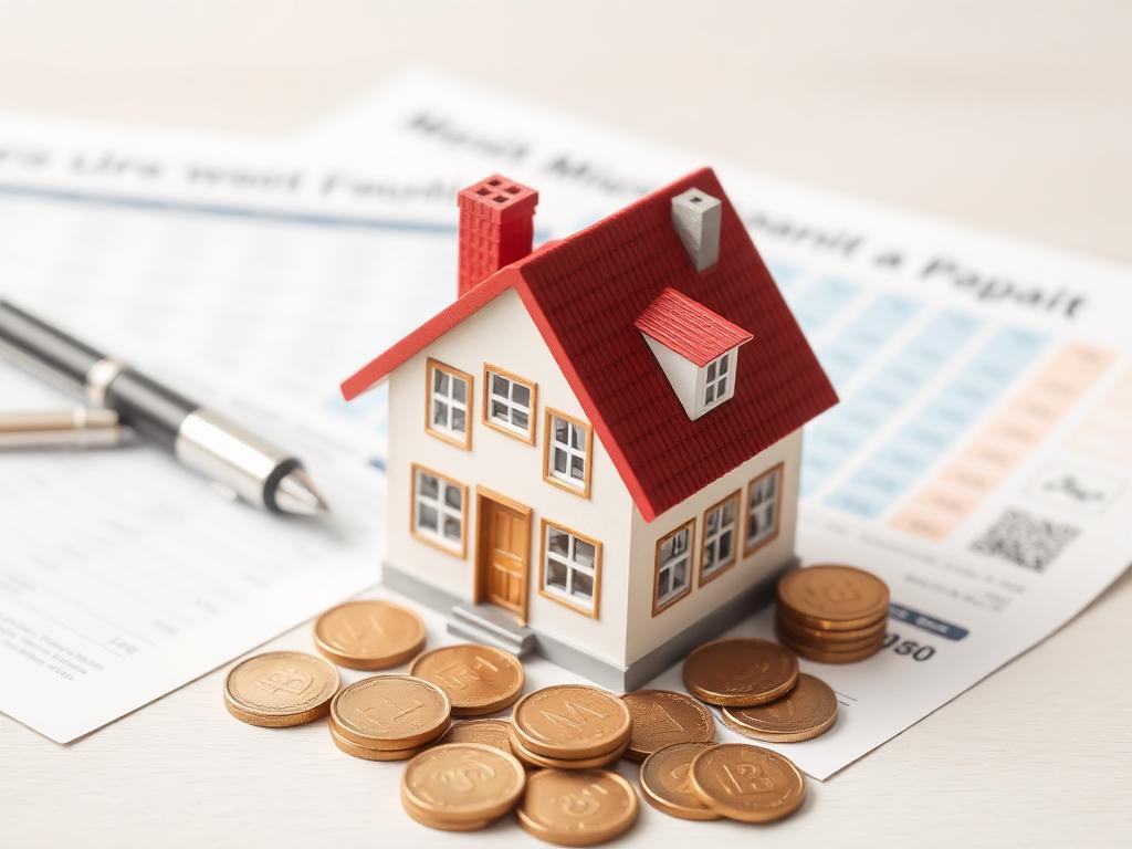 House model with coins representing escrow account concept