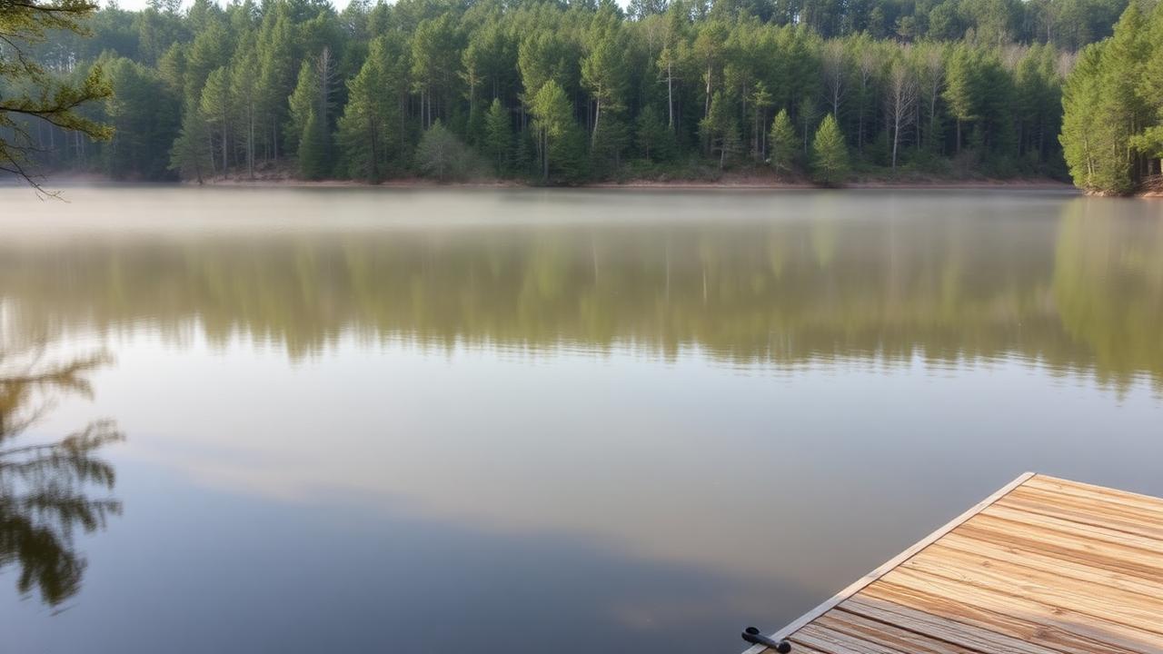 Lake and forest scenery near Fayette County Alabama