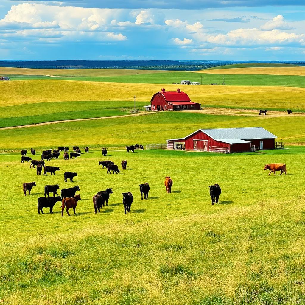 Ranch land with cattle in Garfield County Oklahoma