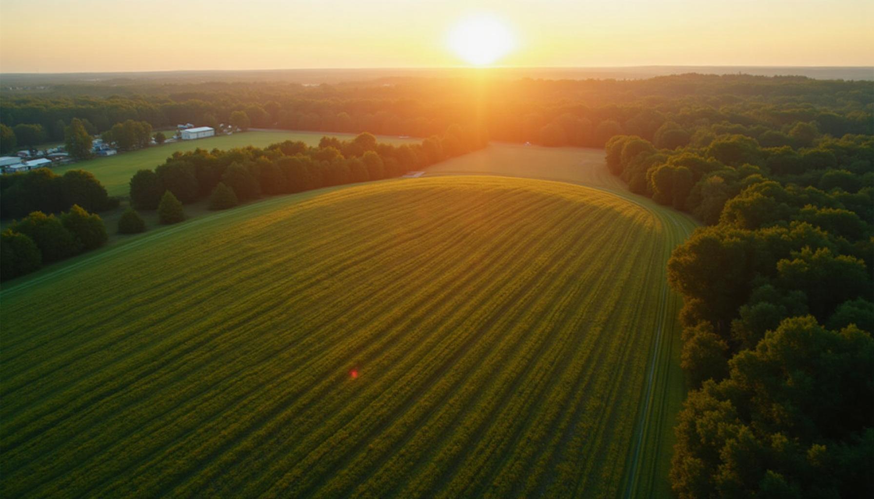 Beautiful Georgia farmland at golden hour