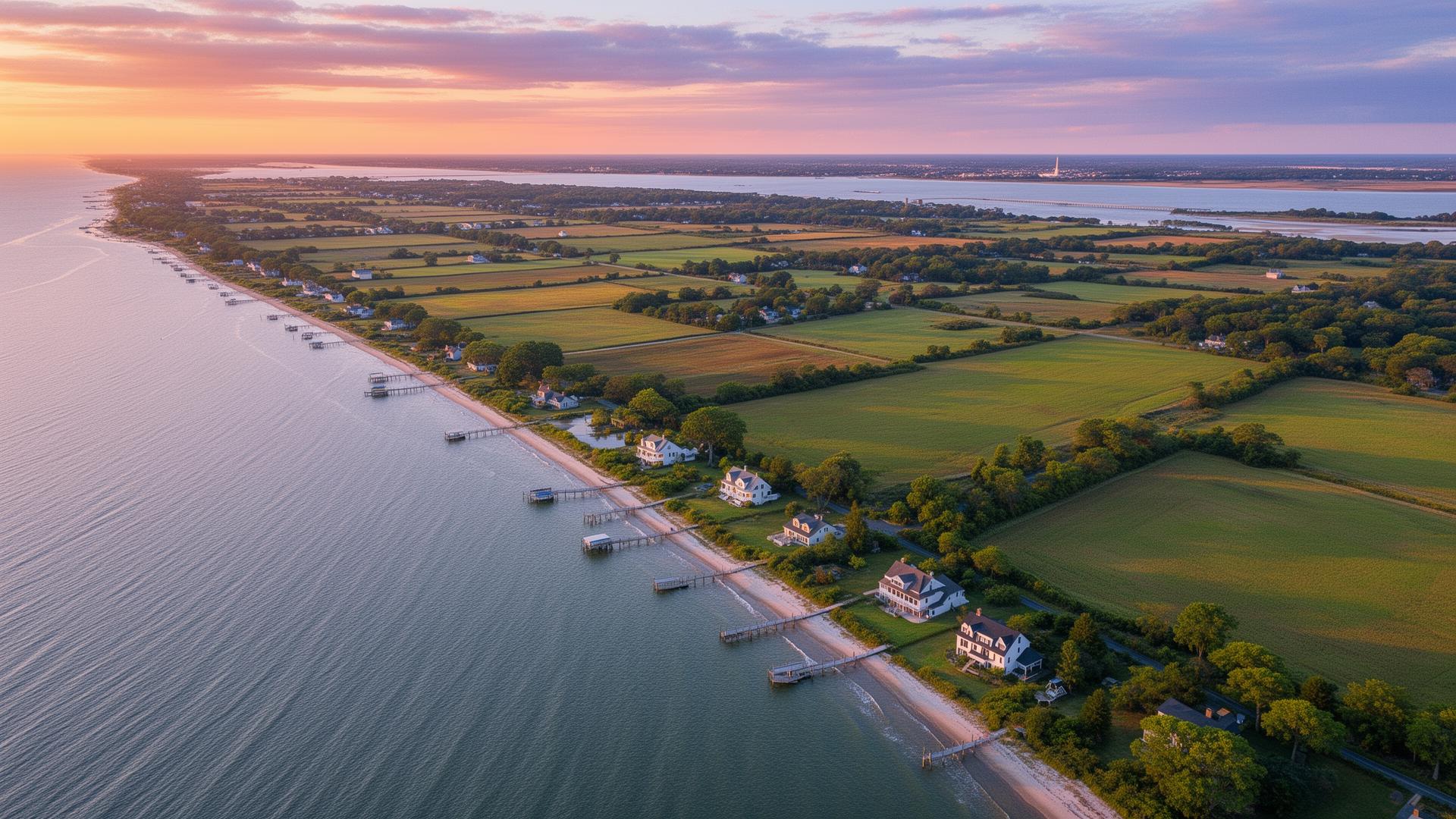 Gloucester County Virginia coastal landscape with Chesapeake Bay shoreline