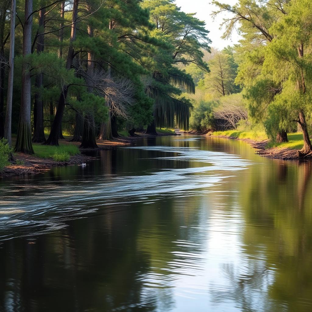 Roanoke River flowing through Halifax County
