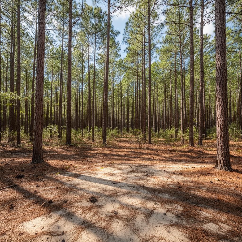Longleaf pine forest land in Harnett County North Carolina