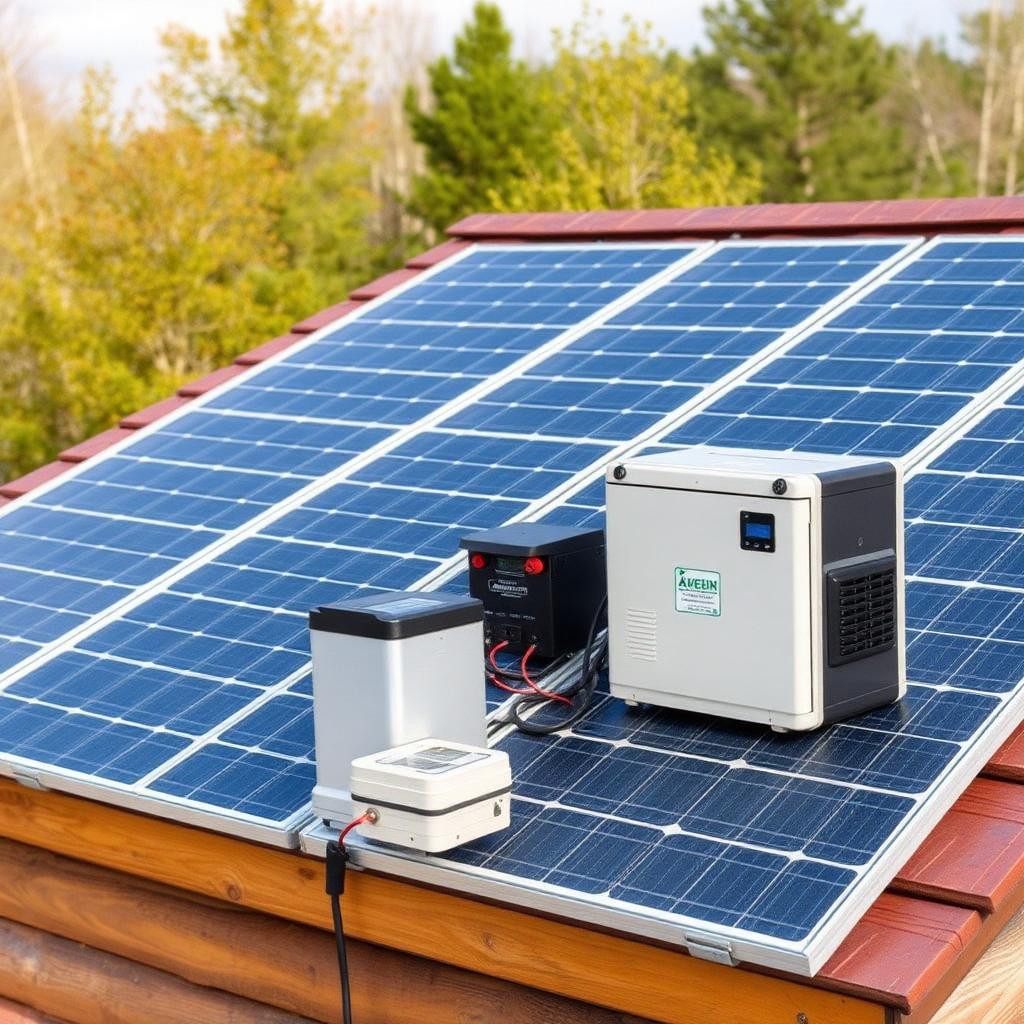 Budget-friendly solar panel installation on homestead cabin roof