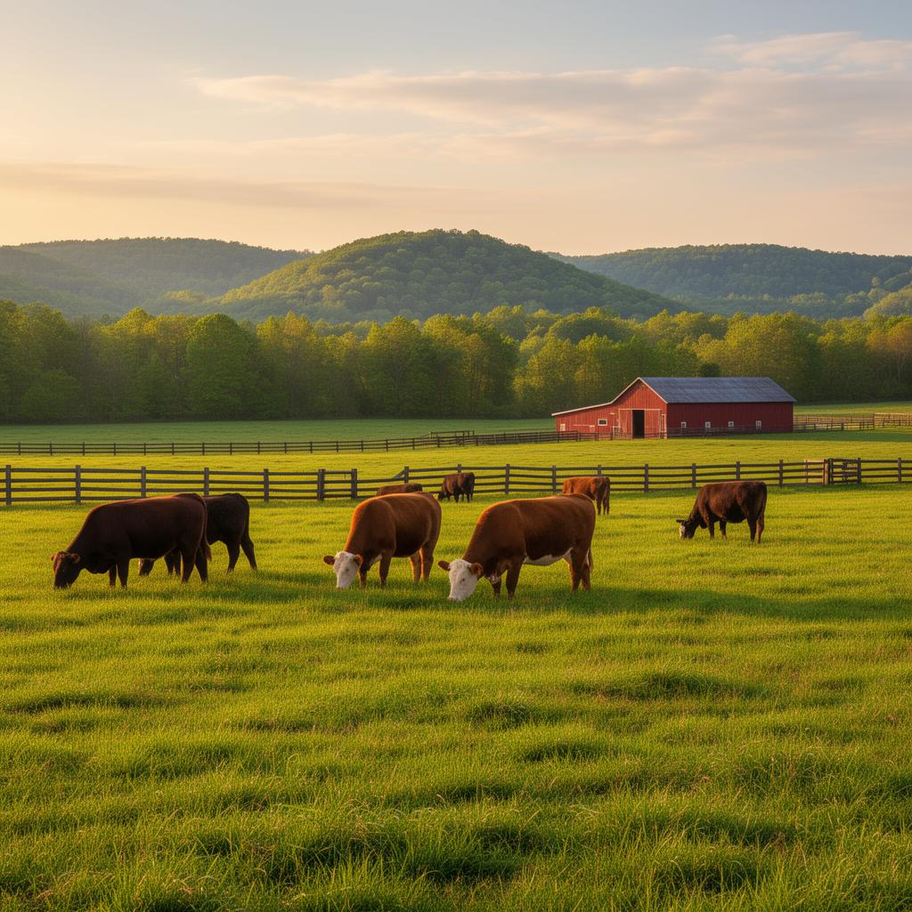 Independence County Arkansas farmland with cattle