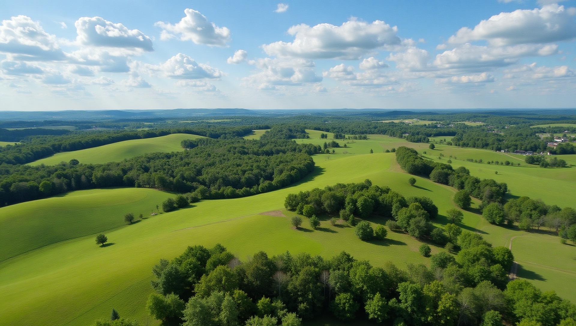 Rolling farmland in Iredell County, North Carolina