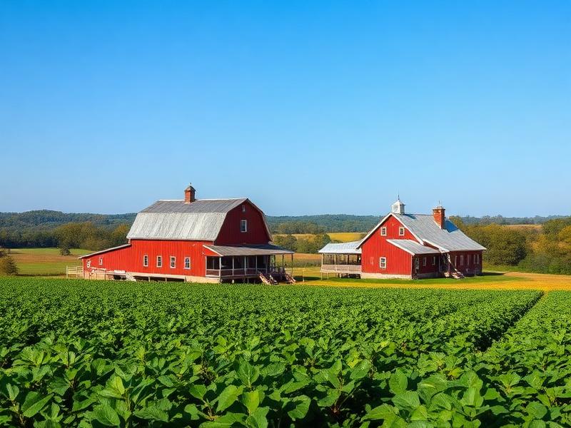 Historic Kentucky family farm with red barns