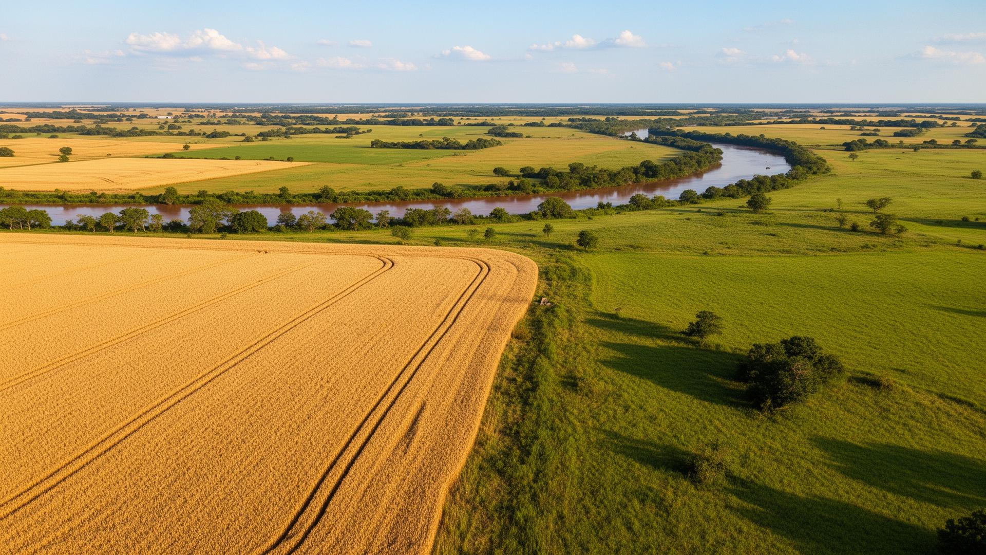 Lamar County Texas farmland and Red River landscape