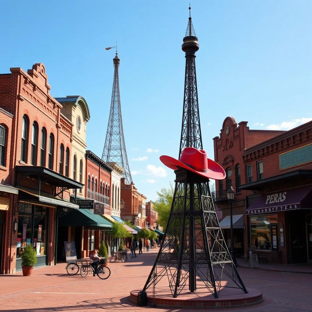 Paris Texas Eiffel Tower replica with cowboy hat