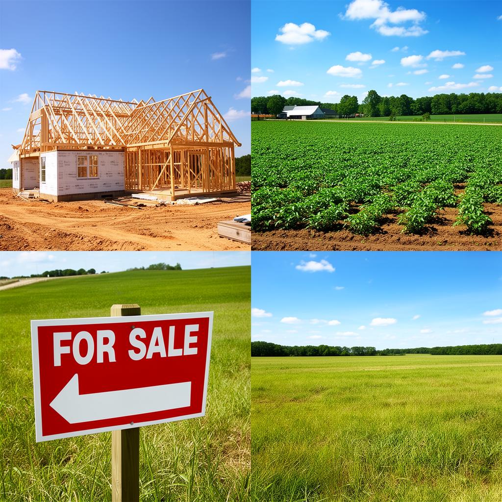 Land showing different potential uses including construction, farming, and open space