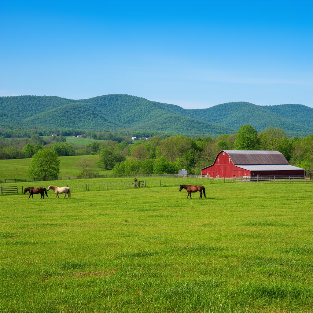 Kentucky farmland with horses in Laurel County