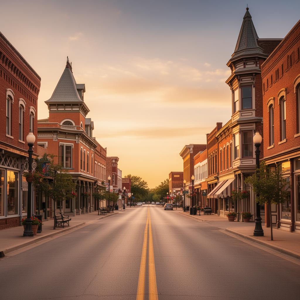 Historic downtown Guthrie, Oklahoma in Logan County