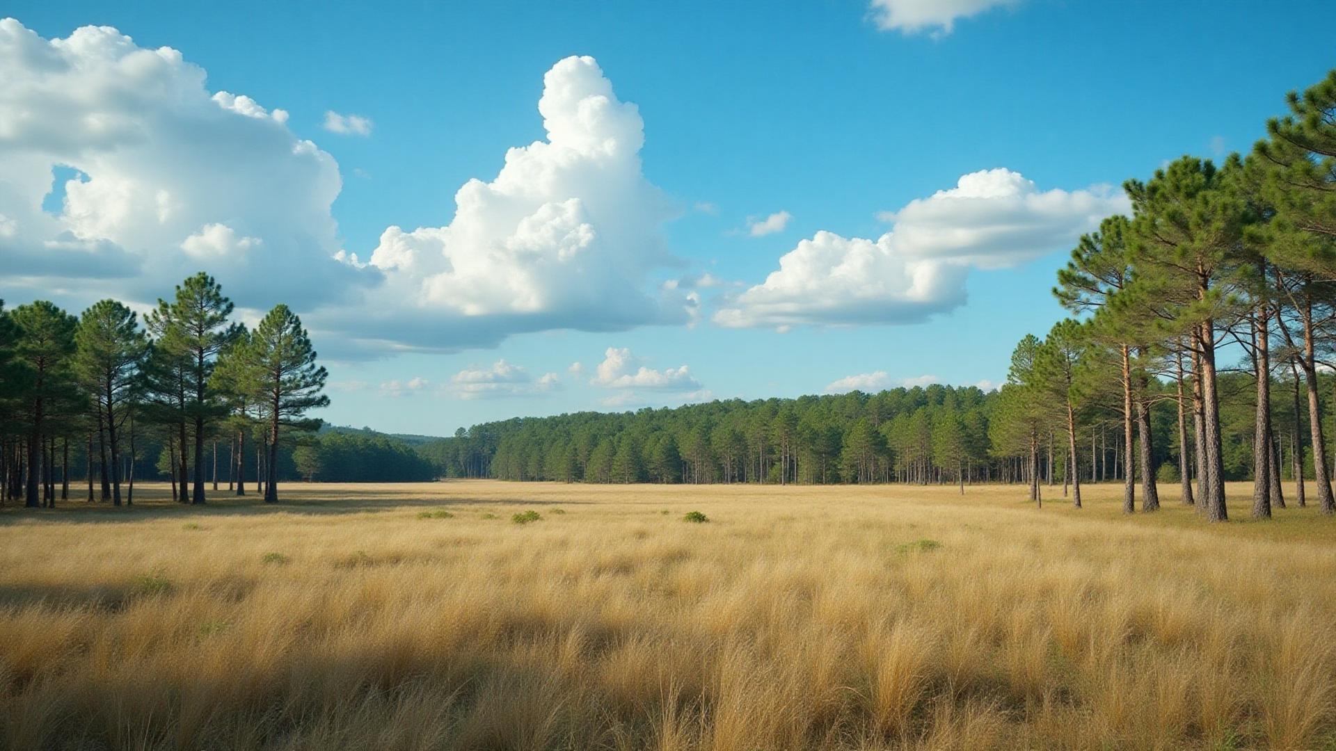 Vacant land with pine trees and open pastures in Lonoke County