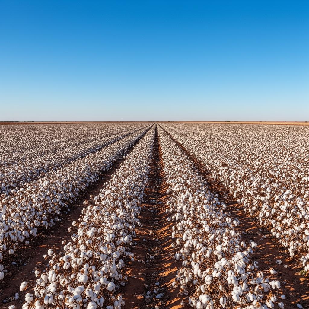 Texas cotton field rows in Lubbock County agricultural land