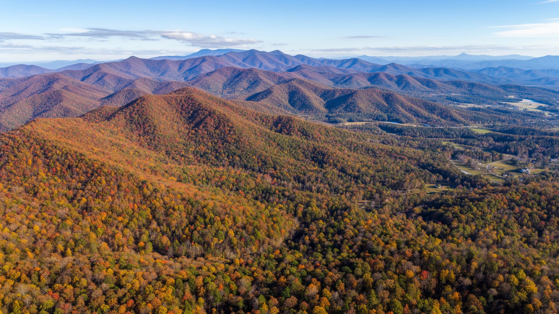 Lumpkin County Georgia mountain landscape with autumn foliage