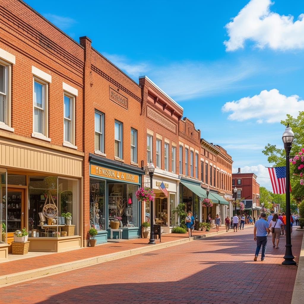 Historic downtown Lewisburg Tennessee main street