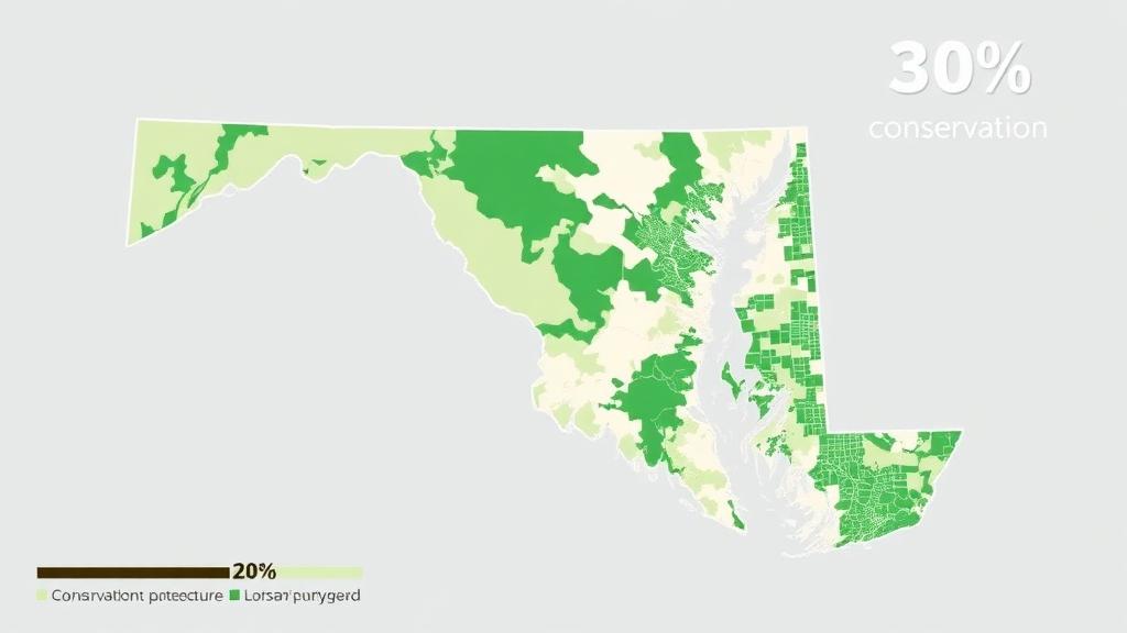 Map showing Maryland's protected conservation lands reaching 30% coverage