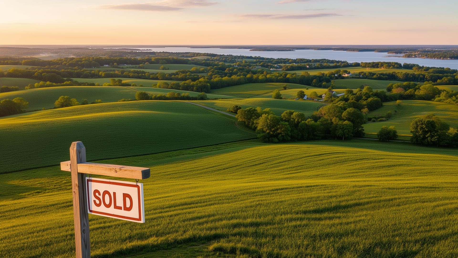 Maryland countryside with sold sign - selling land fast in Maryland