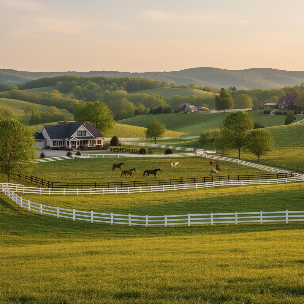 Horse farms and rolling hills in Spring Hill, Tennessee