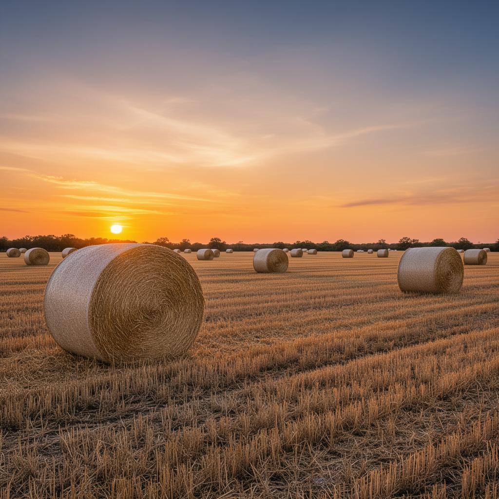 Texas hay bales in field representing threatened hay production