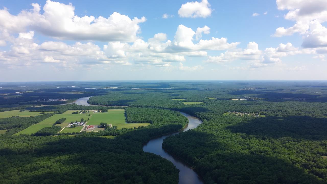 Aerial view of Morgan County Alabama land along Tennessee River