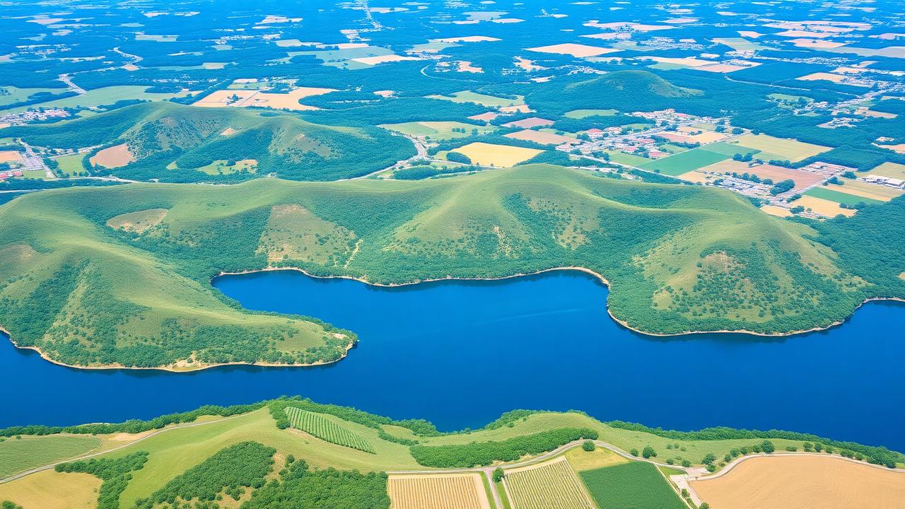 Finger Lakes New York region with vineyards and deep blue lakes